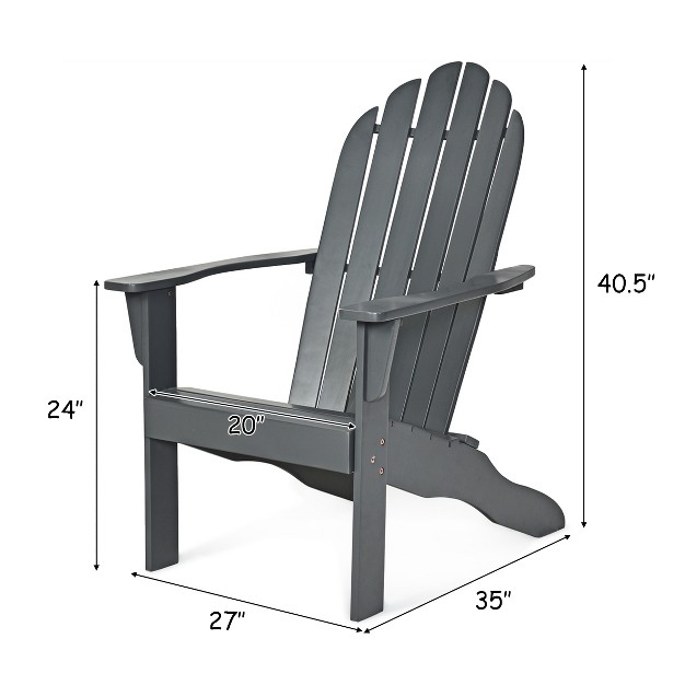 Costway Outdoor Adirondack Chair Solid Wood Durable Patio Garden Furniture Graynaturalwhite