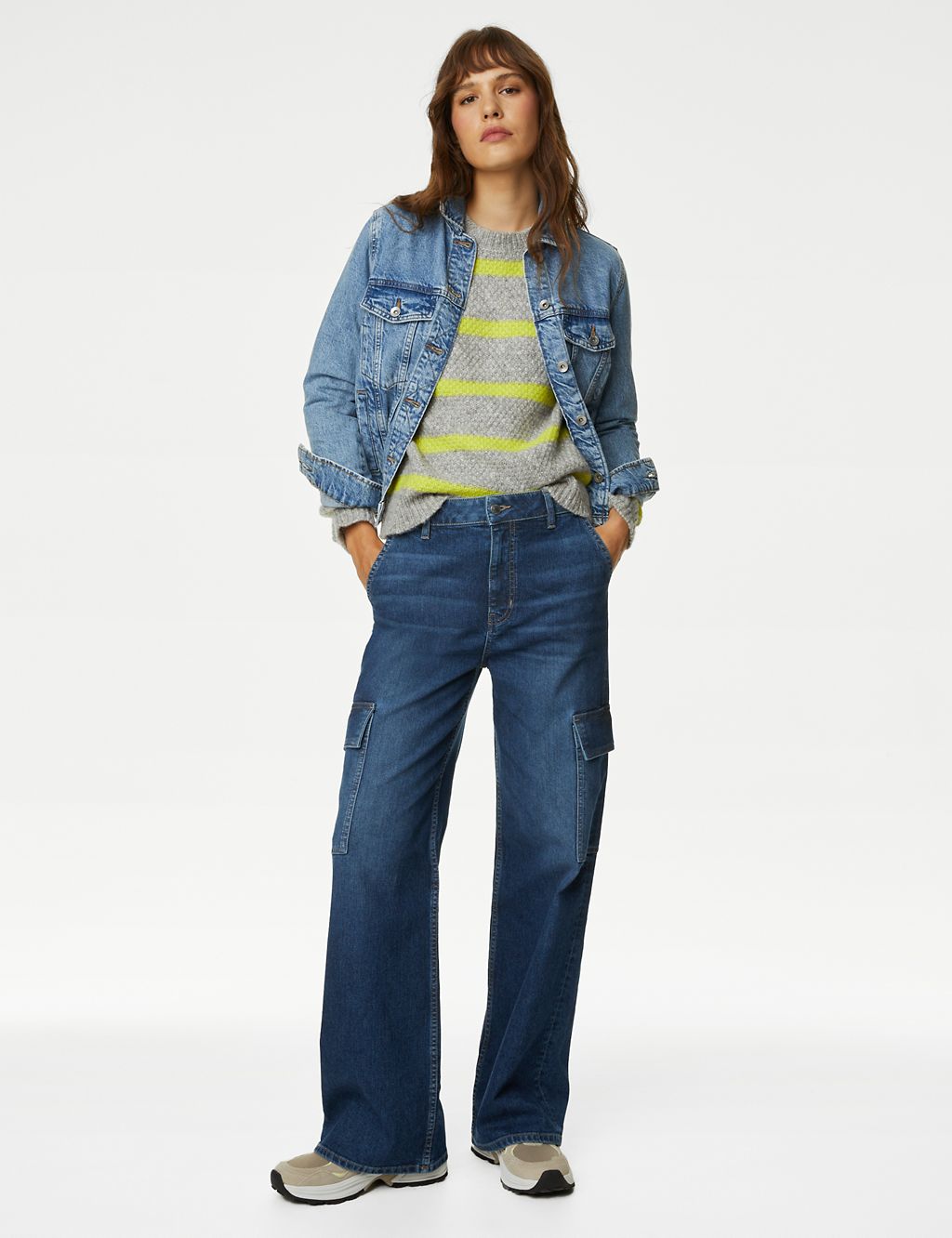 High Waisted Wide Leg Cargo Jeans