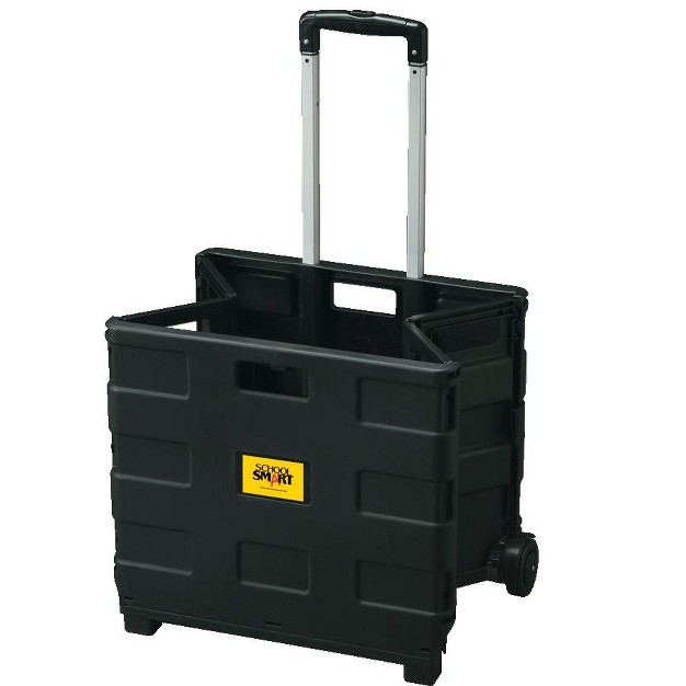 School Smart Folding Storage Cart On Wheels Medium 13 7 8 X 11 X 12 Inches Black