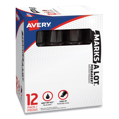 Avery MARKS A LOT Extra-Large Desk-Style Permanent Marker， Extra-Broad Chisel Tip， Black (24148)