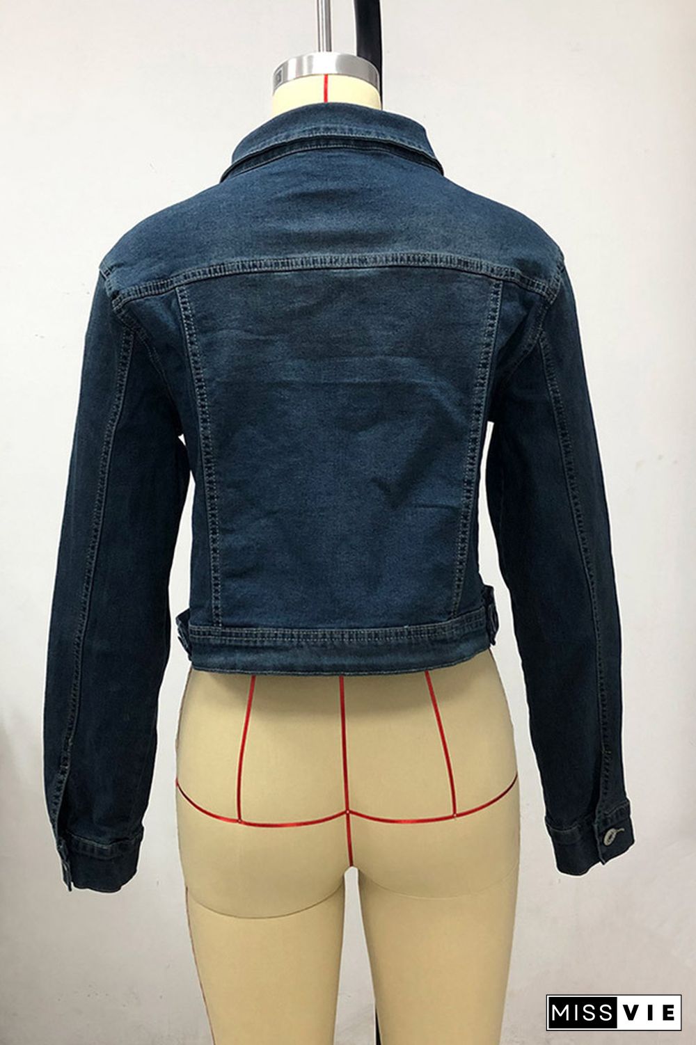 Solid Color Denim Jacket with Pockets