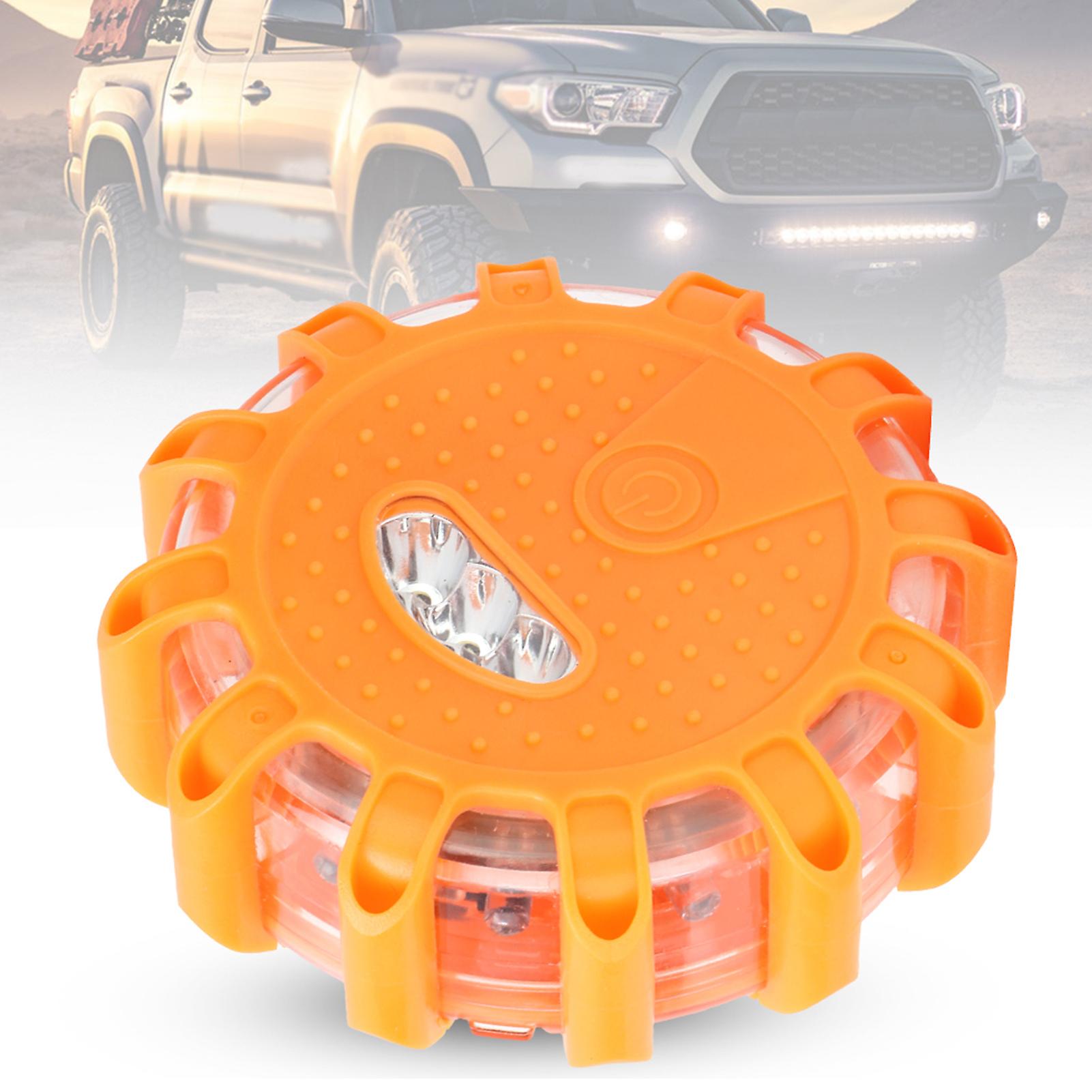 Led Round Beacon Car Warning Light Strong Magnetic High Beam Flashing Emergency Lights(orange)