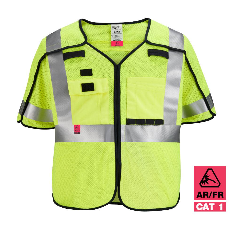 Milwaukee High Vis Safety Vest Yellow Class 3 Mesh Breakaway AR/FR Cat 1  4XL/5XL