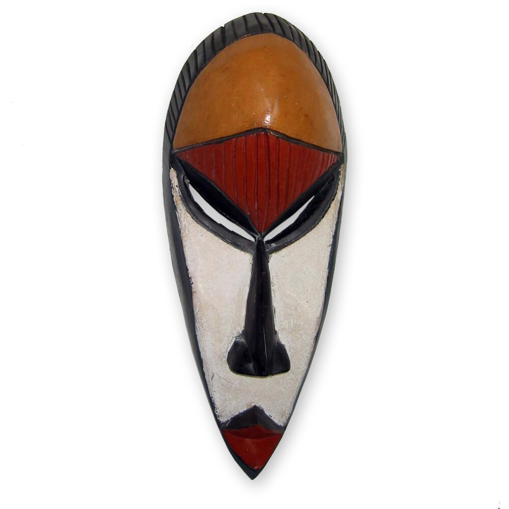 Handcrafted Sese Wood 'Wisdom Is the Key' African Mask (Ghana)