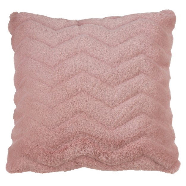 Saro Lifestyle Chevron Faux Fur Poly Filled Throw Pillow 18 quot Pink