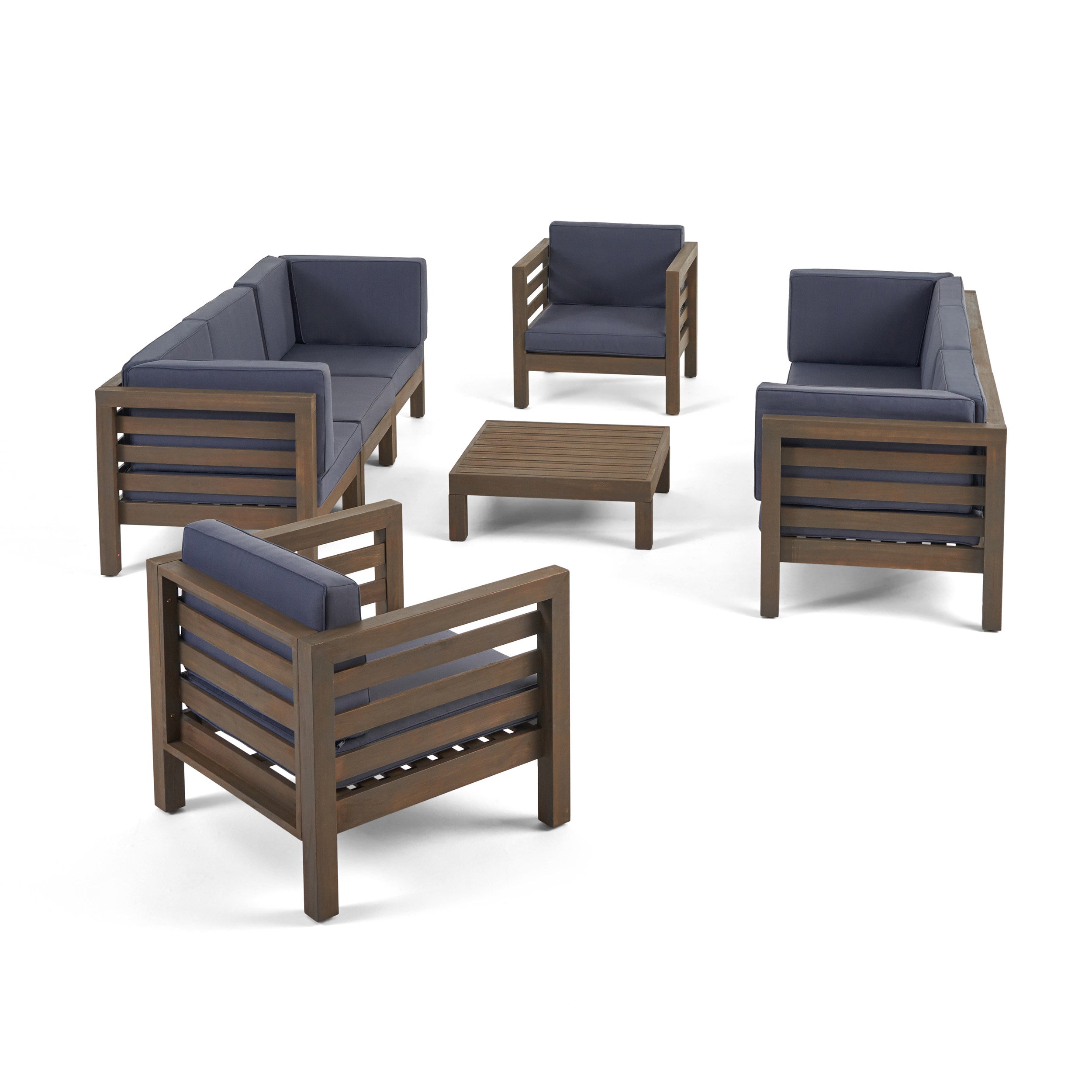 Emma Outdoor 8 Seater Acacia Wood Sofa and Club Chair Set