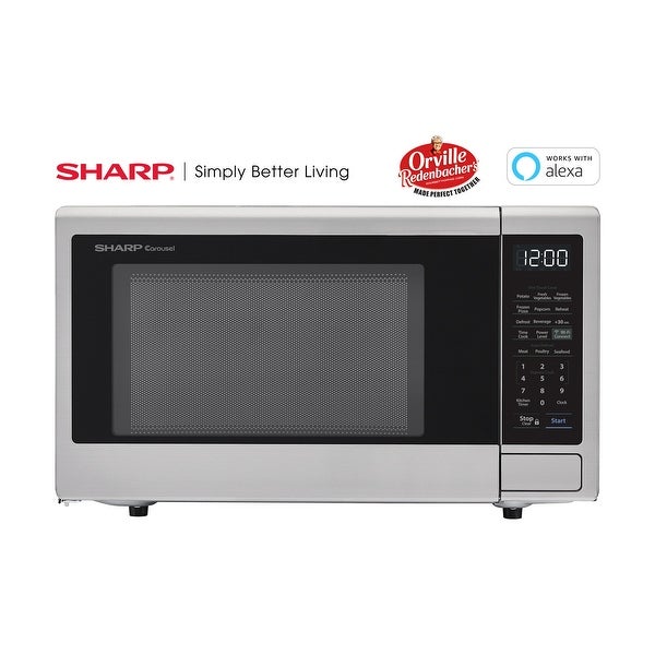 1.1-Cu. Ft. Countertop Microwave with Alexa-Enabled Controls， Stainless Steel