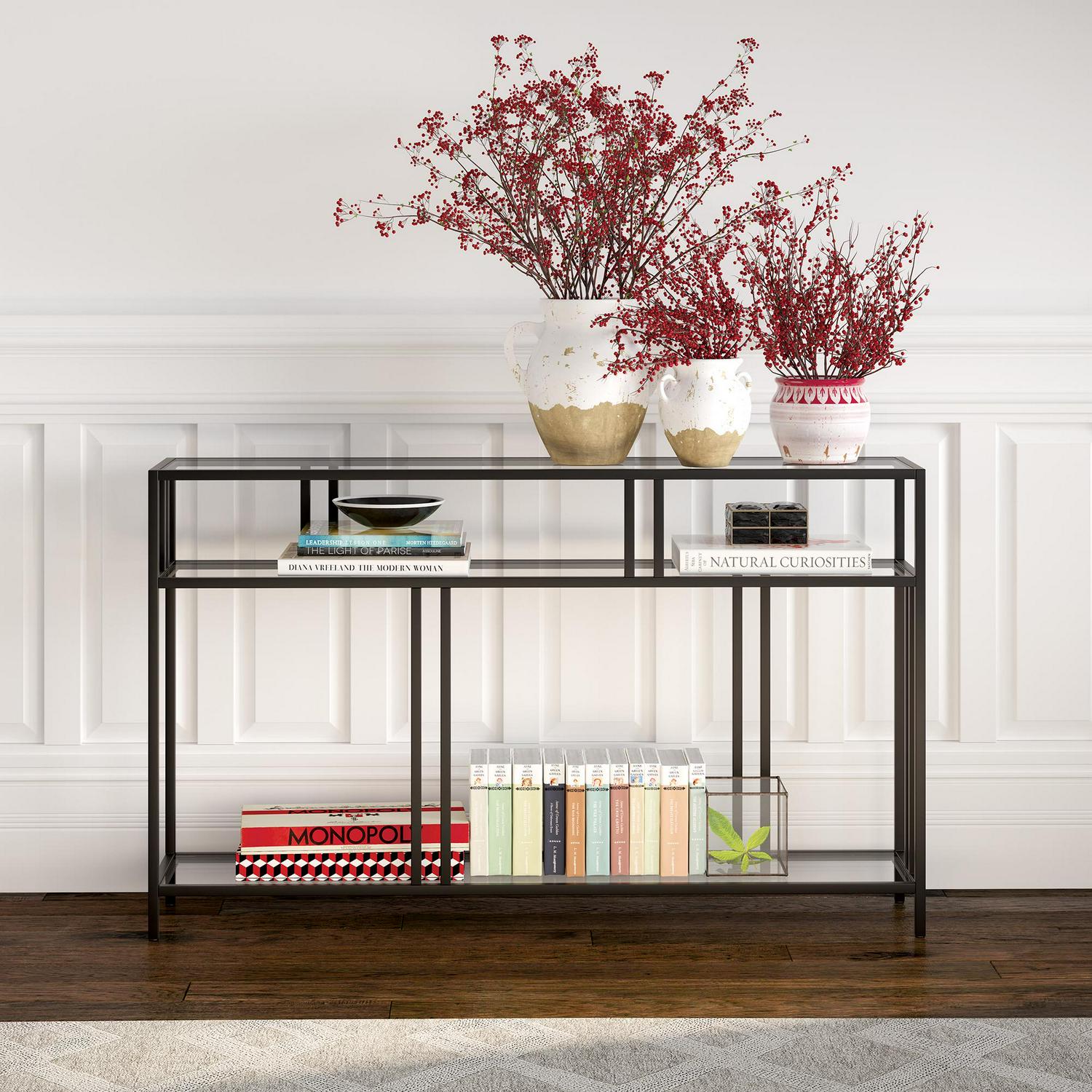 Industrial Metal TV Stand with Glass Shelves  Crowdfused