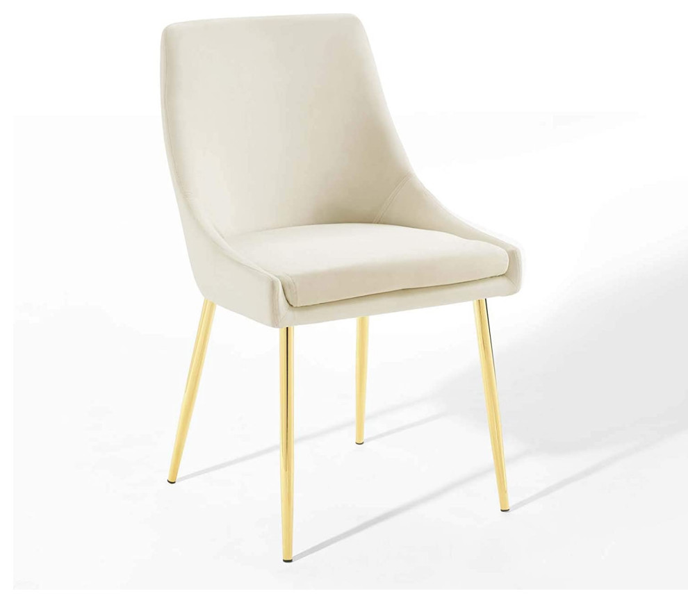 Set of 2 Dining Chair  Sleek Golden Legs With Velvet Upholstered Seat   Contemporary   Armchairs And Accent Chairs   by Declusia  Houzz