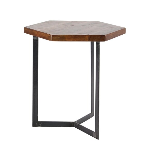 Brown Wood Industrial Accent Table (Set of 3)