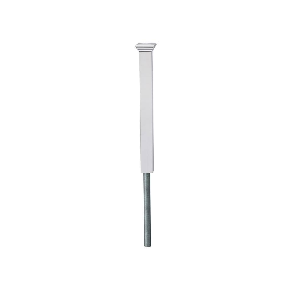 Zippity Outdoor Products No-Dig 2 in. x 3.5 in. x 42 in. Vinyl All American Finishing Fence Post with Anchor and Cap ZP19046