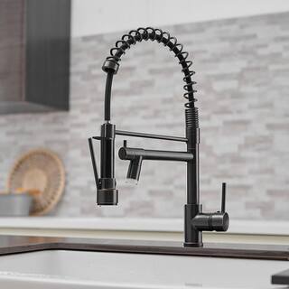 matrix decor Single Handle Standard Kitchen Faucet with LED in Matte Black MD-AL191ORBED