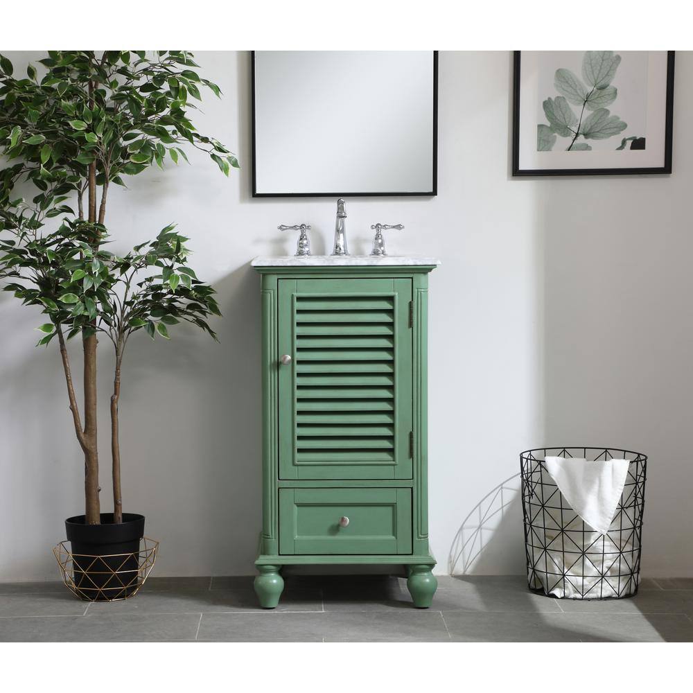 Simply Living 19 in. Single Bathroom Vanity in Vintage Mint with Marble Vanity Top in Carrara White SL91557VM