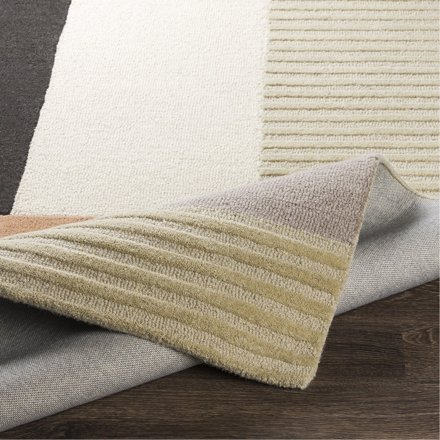 Emma Hand Tufted Rug in Khaki, Taupe, Charcoal, Camel