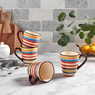 Tabletops Gallery Sedona Stripe 16 oz. Mugs (Set of 4) TTU-M6806-EC