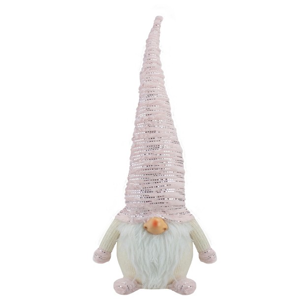 Pink Ivory And Silver Plump Christmas Gnome Figure