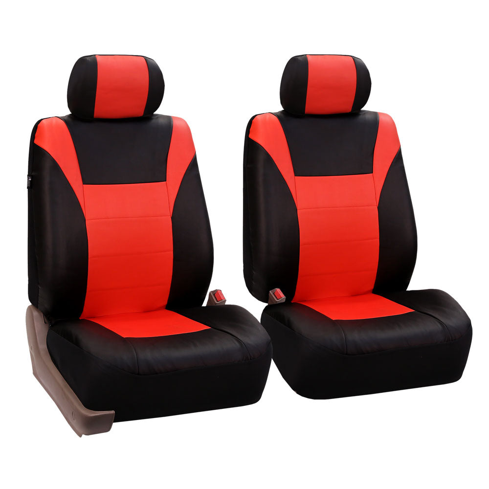 FH Group， Leather Seat Covers for Car Tangerine w/ Free Air Freshener， Airbag Compatible / Split Bench Covers