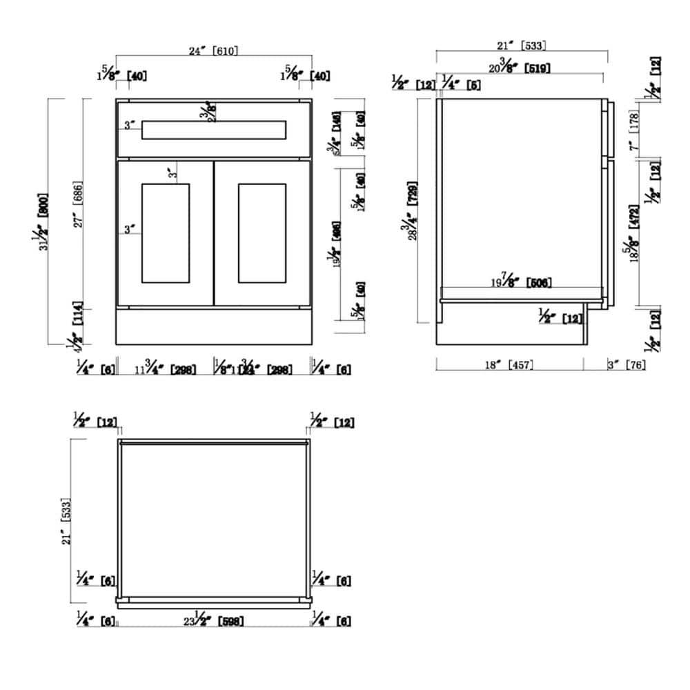 Design House Brookings 24 in W x 21 in D 2Door Shaker Style Bath Vanity Cabinet Only in White