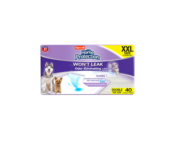 Hartz Home Protection Odor Eliminating Lavender Dog Pads， XXL， 40 Count