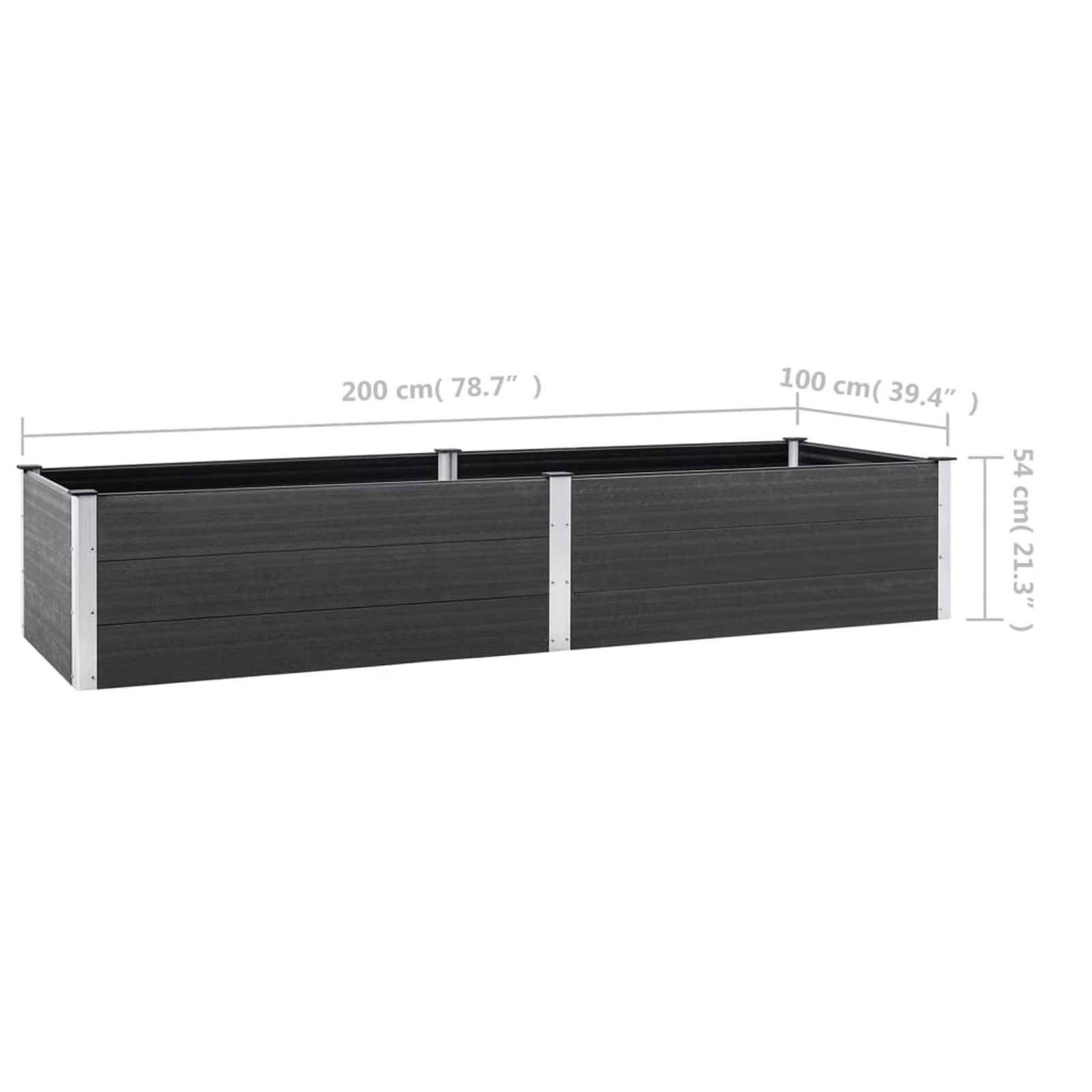 Carevas Garden Raised Bed 78.7"x39.4"x21.3" WPC Gray