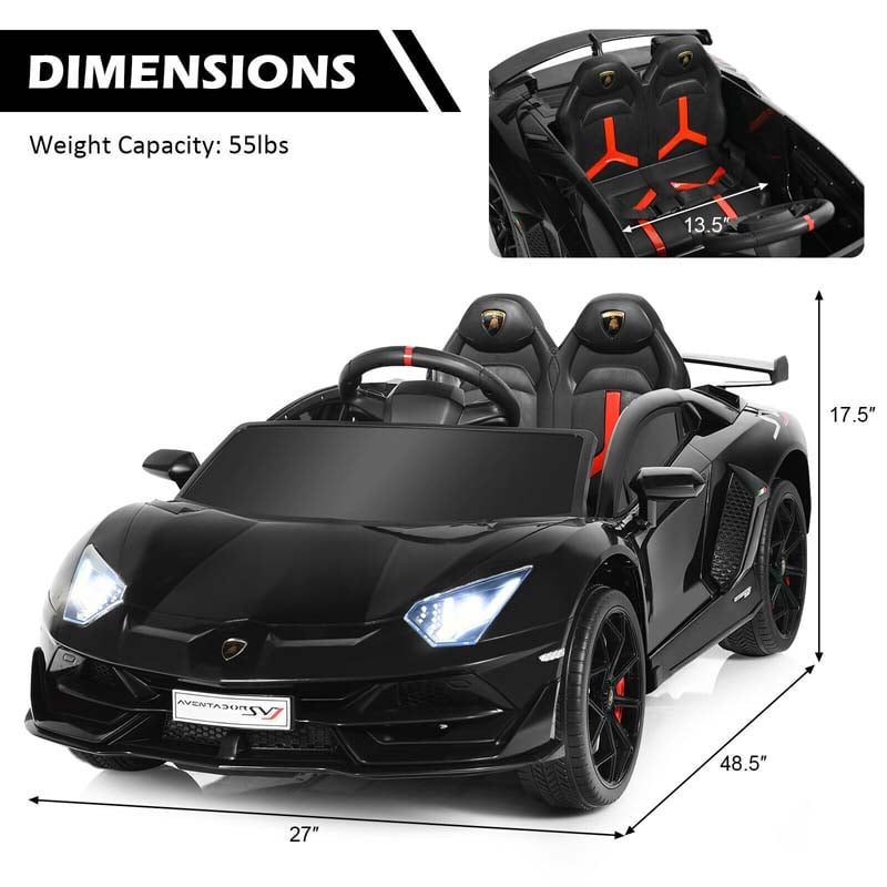 Licensed Lamborghini SVJ Kids Ride-On Car, 12V Battery Powered Sports Car Toy with Trunk & Remote