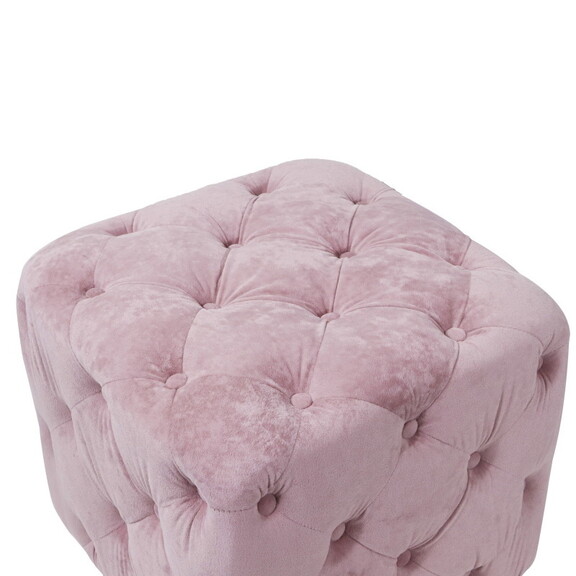 Pink Velvet Upholstered Ottoman  Exquisite Small E...