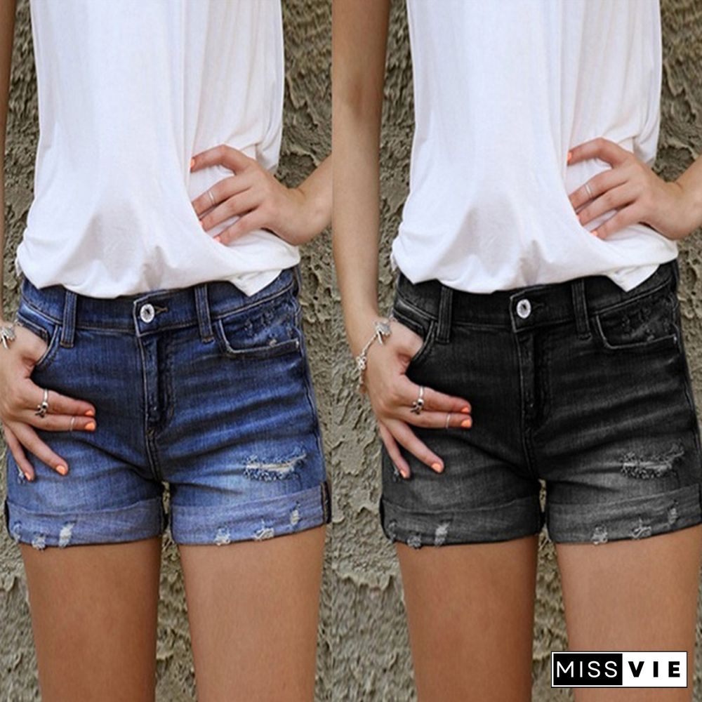 Women Denim Shorts Ripped Denim Shorts Women Hot Pants