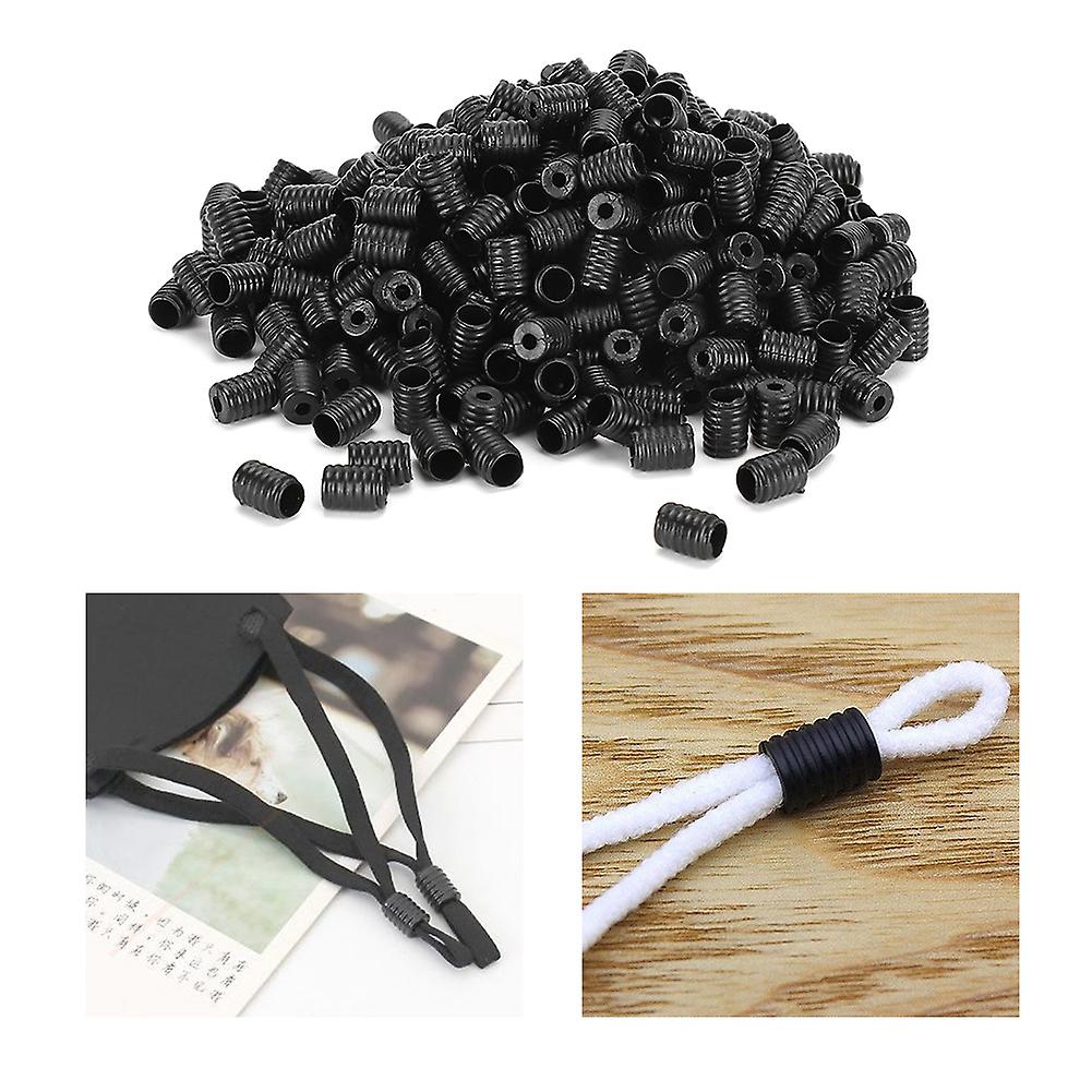 400pcs Adjustable Elastic Cord Buckle Multifunction Silicone Mouth-muffle Rope Plugblack