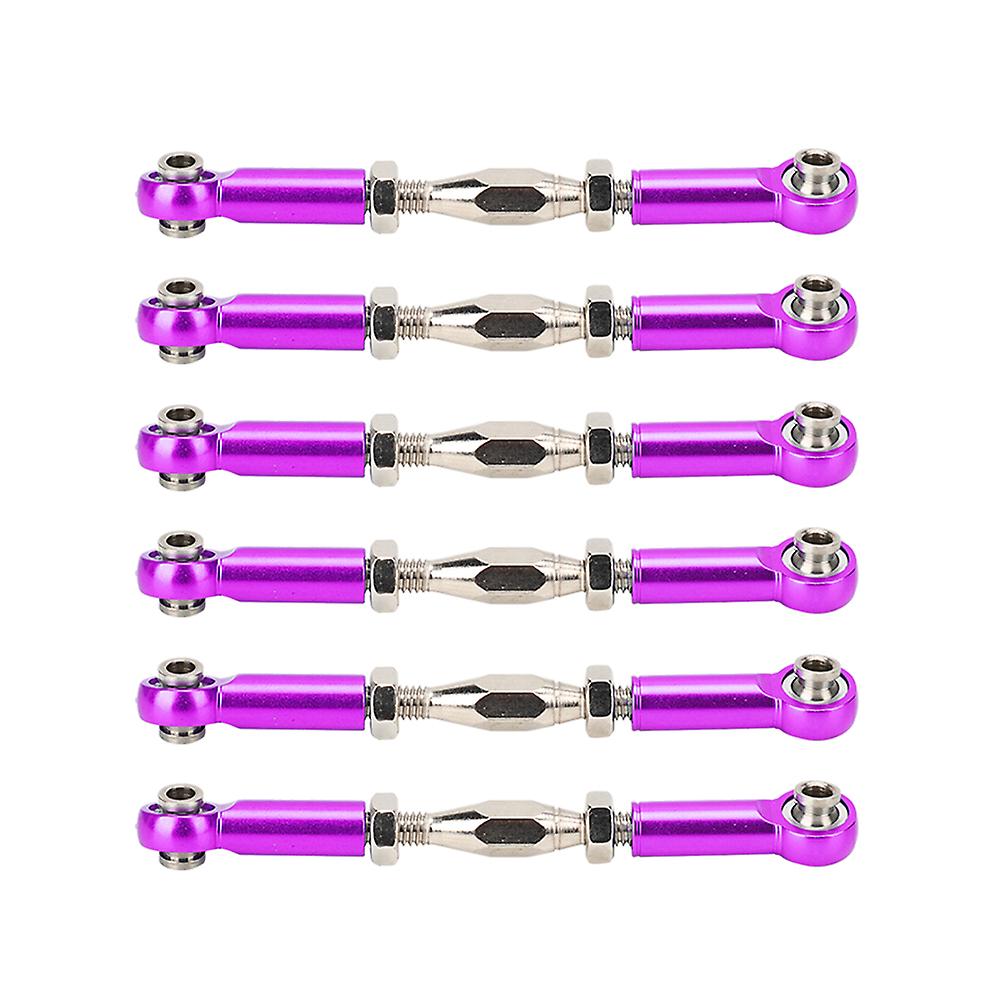 6pcs Aluminum Alloy Adjustable Push Rodsturnbuckle Rod Linkage Accessories For Rc Car Modelspurple