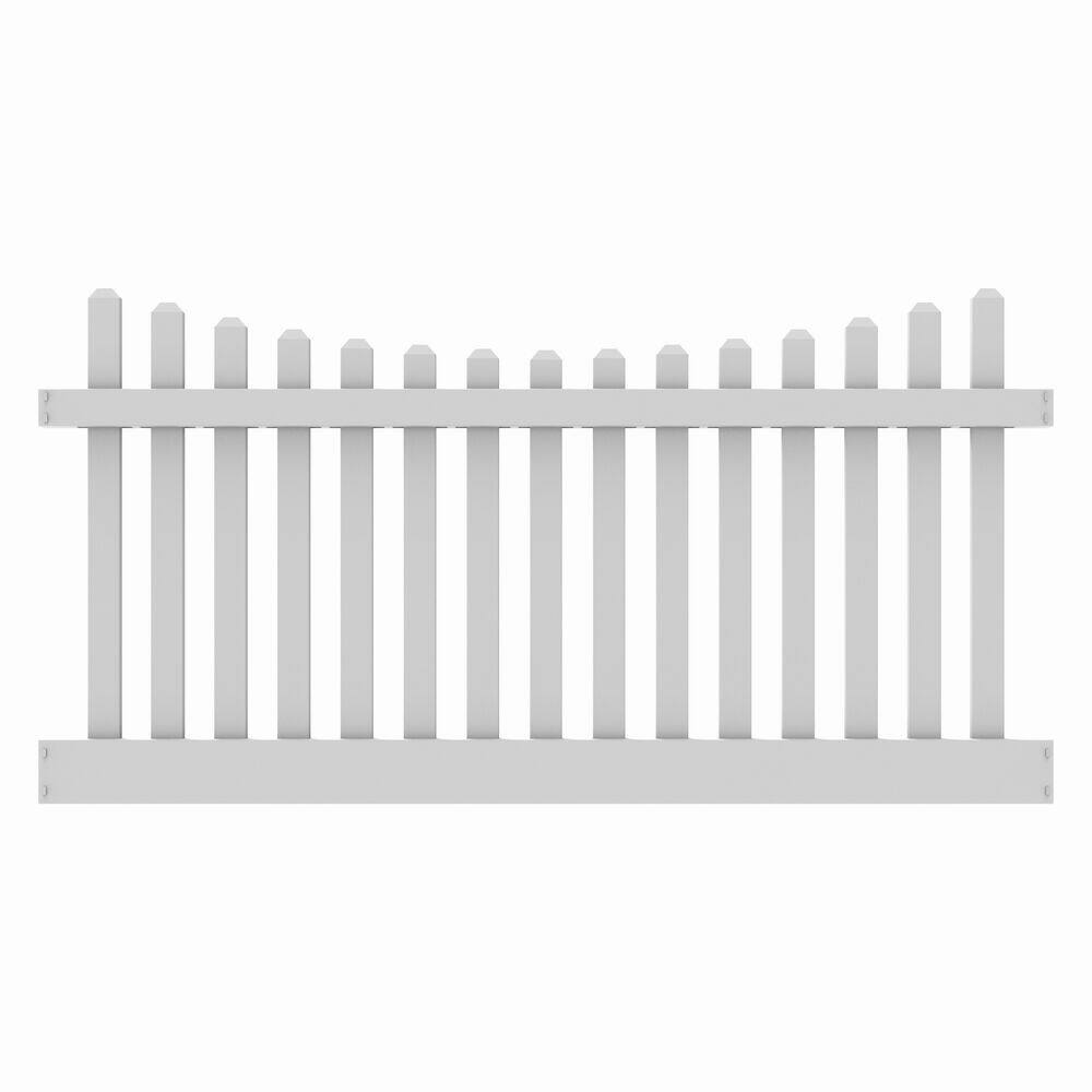 Barrette Outdoor Living Kettle Scallop 4 ft. H x 8 ft. W White Vinyl Un-Assembled Fence Panel 73011945