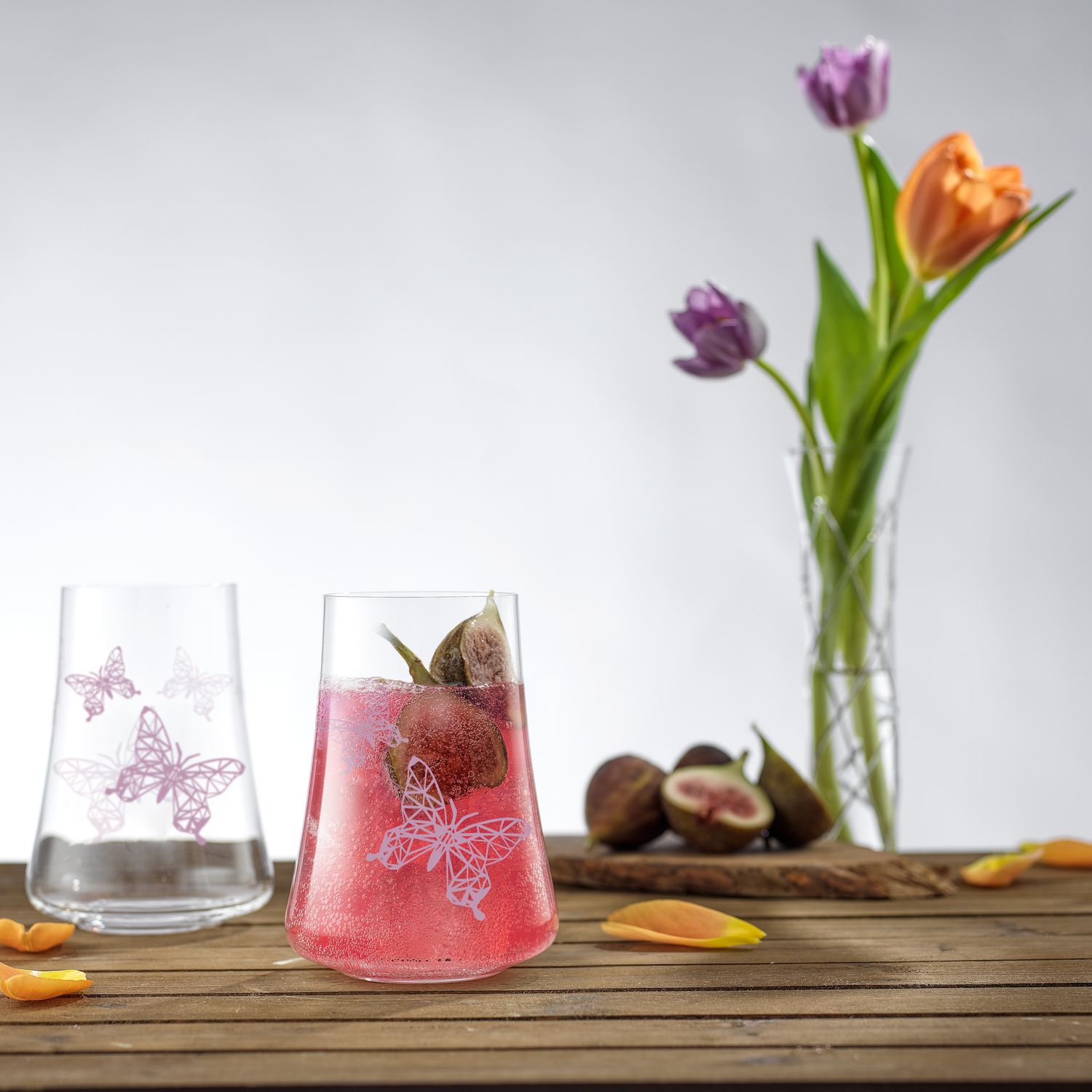 JoyJolt Meadow Butterfly 2-pc. Crystal Highball Glass Set