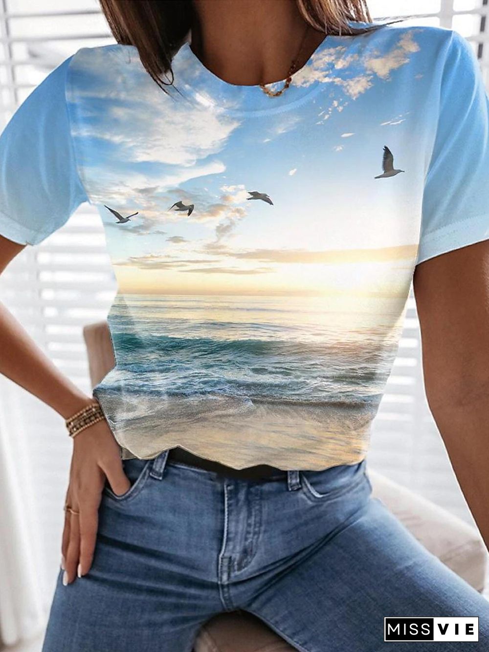 Sea Beach Seagull T-shirt