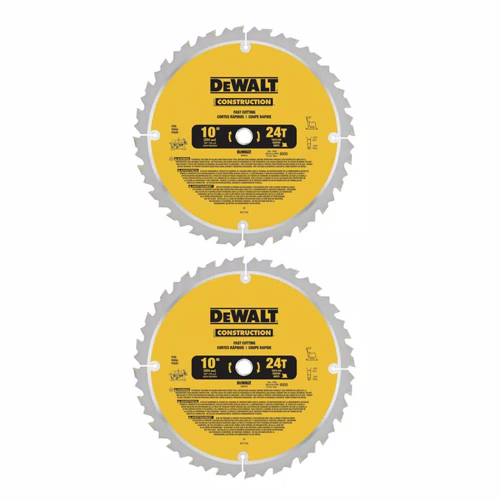 DEWALT Construction 10 in. 24-Teeth Thin Kerf Table Saw Blade (2-Pack) and#8211; XDC Depot