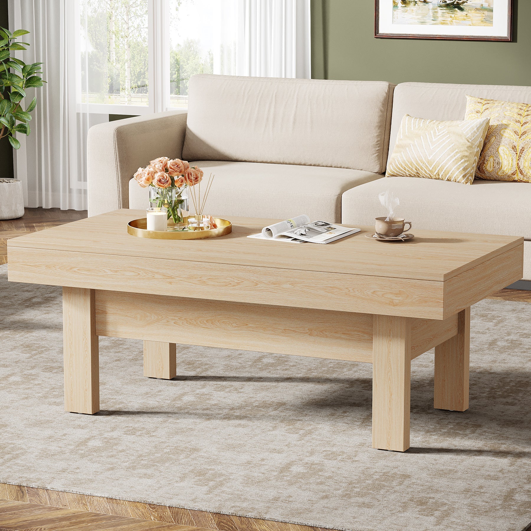 47 Coffee Table, Farmhouse Center Table Cocktail Tea Table