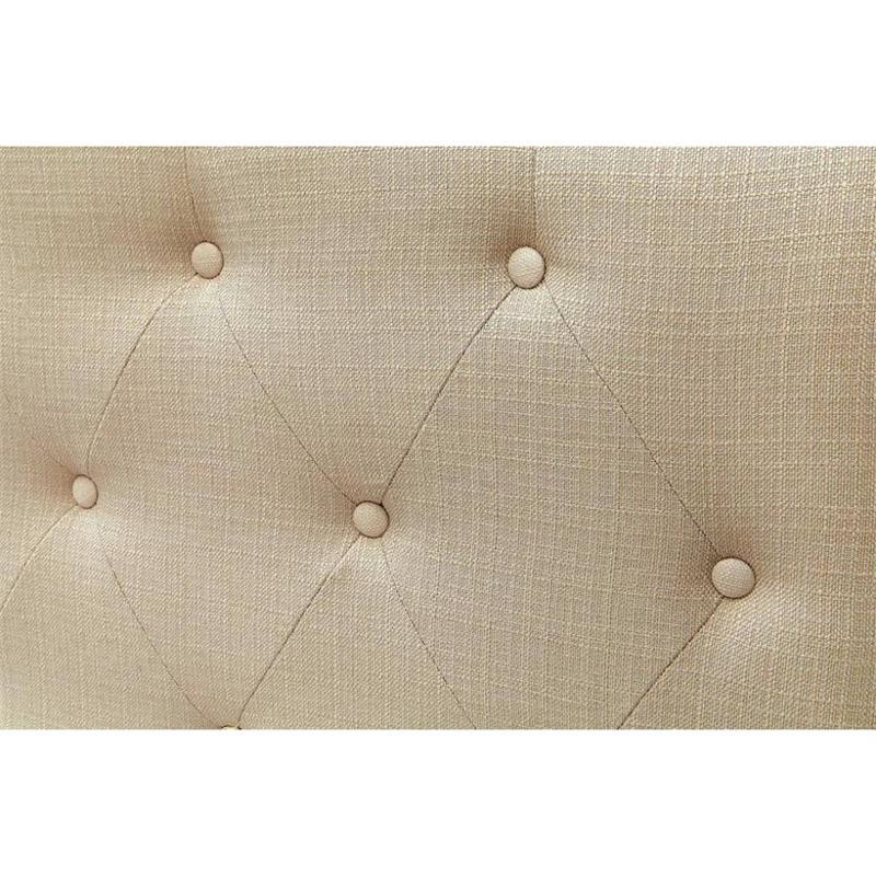 Button Tufted Fabric Wrapped Queen Size Wooden Headboard Ivory   Transitional   Headboards   by Homesquare  Houzz