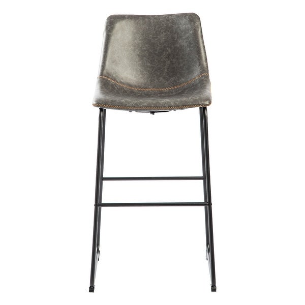 Wide Modern Faux Leather Counter Stool with Metal Legs(Set of 2)