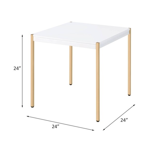 ACME Otrac Square End Table in White and Gold