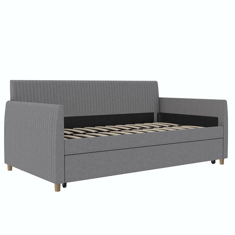 HomePop Mr. Kate Daphne Upholstered Twin Daybed and Roll Out Trundle 2-piece Set