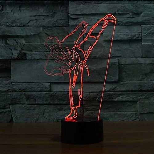 3d Gradient Karate Taekwondo Night Light Touch Switch 7 Color Change Led Table Desk Lamp Acrylic Flat Abs Base Usb Charger Home Toy Birthday Xmas Kid