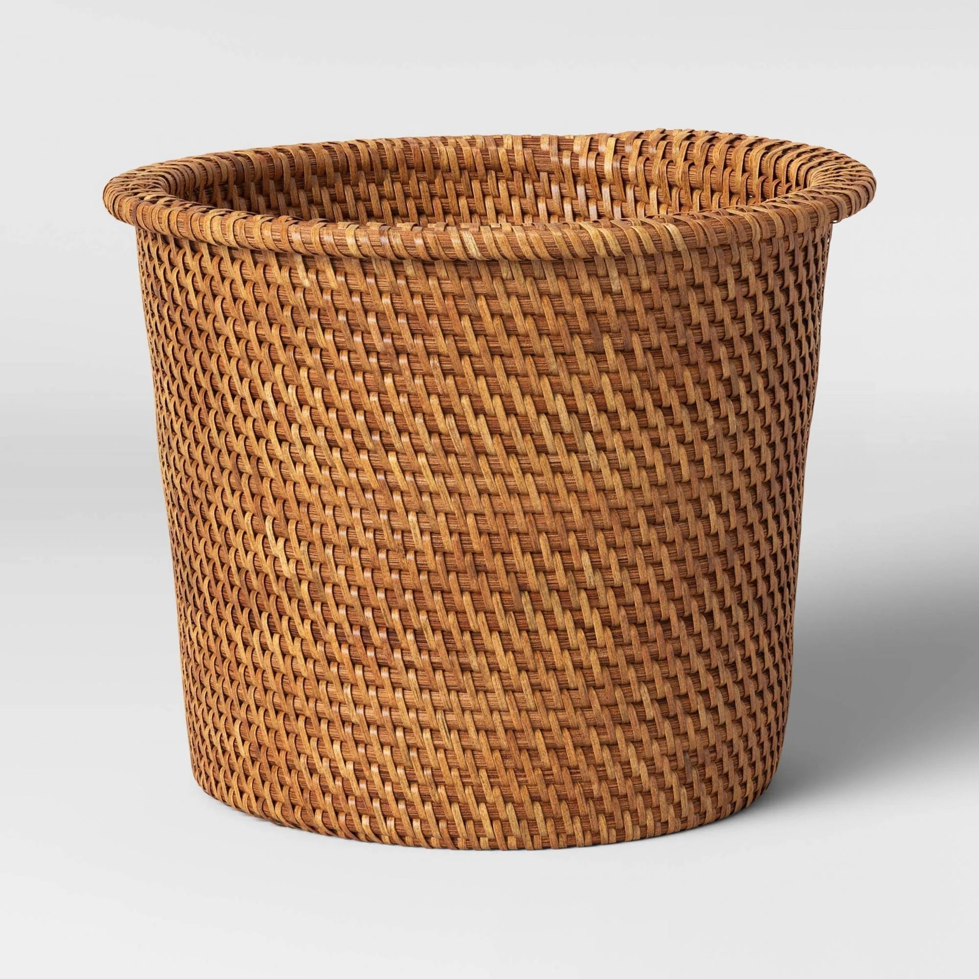 Set of 2 Threshold 9.8" Rattan Planter with Plastic Tray inside Brown