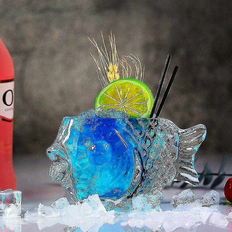 Creative 3d Transparent Fish Shape Bar Cocktail Glass Party Thick Heavy Mug|cocktail Glass