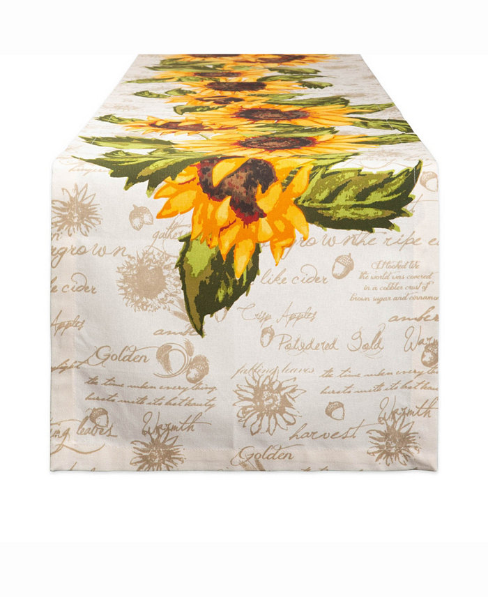 Design Imports Rustic Sunflowers Printed Table Runner 14 X 72