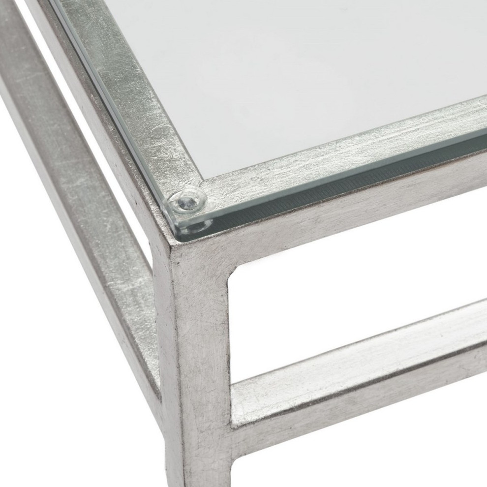 Micah Antique Silver Glass Console Table   Contemporary   Console Tables   by Peachtree Fine Furniture  Houzz