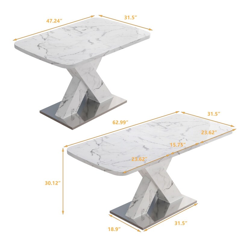 Modern X Shape Extendable Dining Table