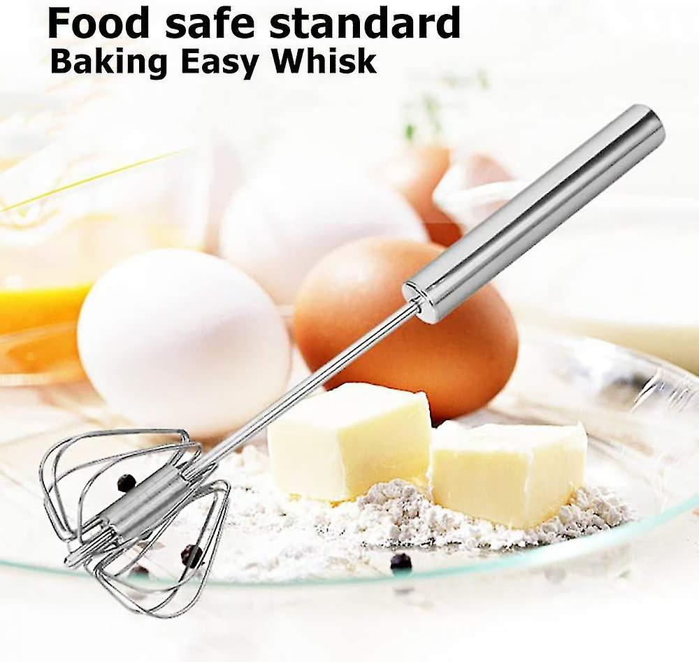 Stainless Whisks， Semi-automatic Hand Push Egg Beater Mixer， Just Pressing And Whisking Save Much Energy During Beating Mixing Stirring For Kitchen(1p