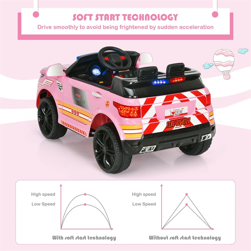 Kids Ride On Police Car 12V Battery Powered Electric Riding Toy Truck Car with LED Siren Flashing Light