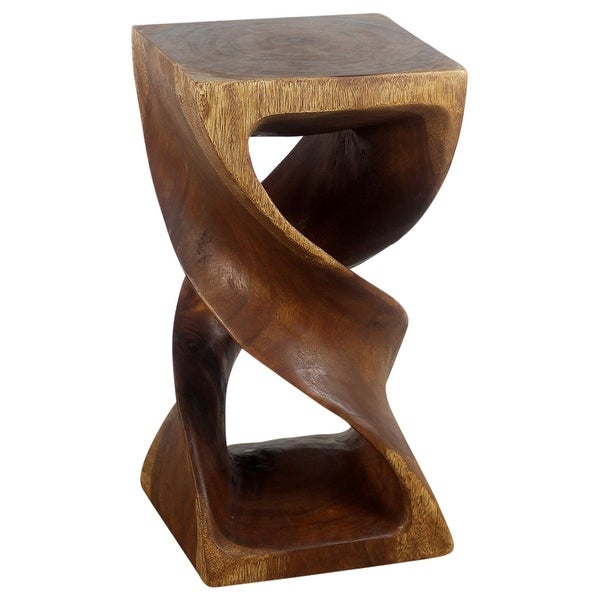 Haussmann? Wood Double Twist Stool Table 12 in SQ x 23 in H Walnut Oil - 12 x 12 x 23