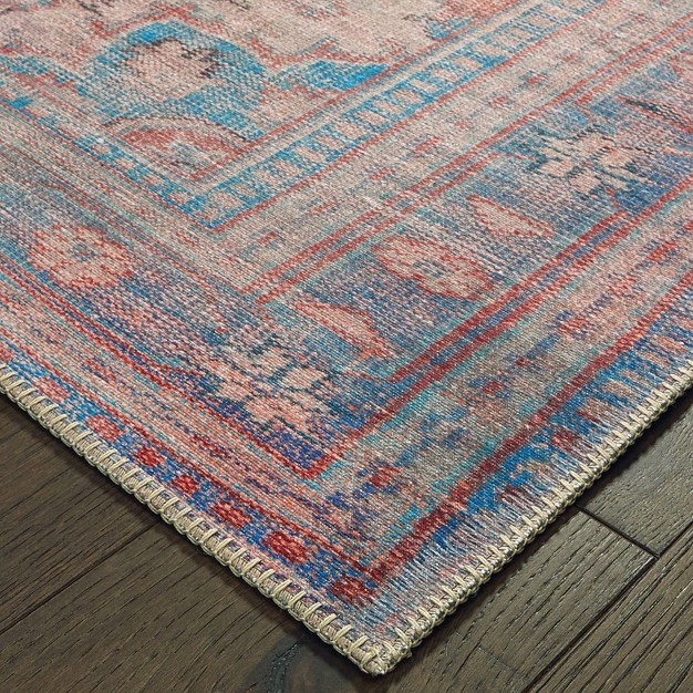 Selena Faded Traditional Rug Red blue Captiv8e Designs