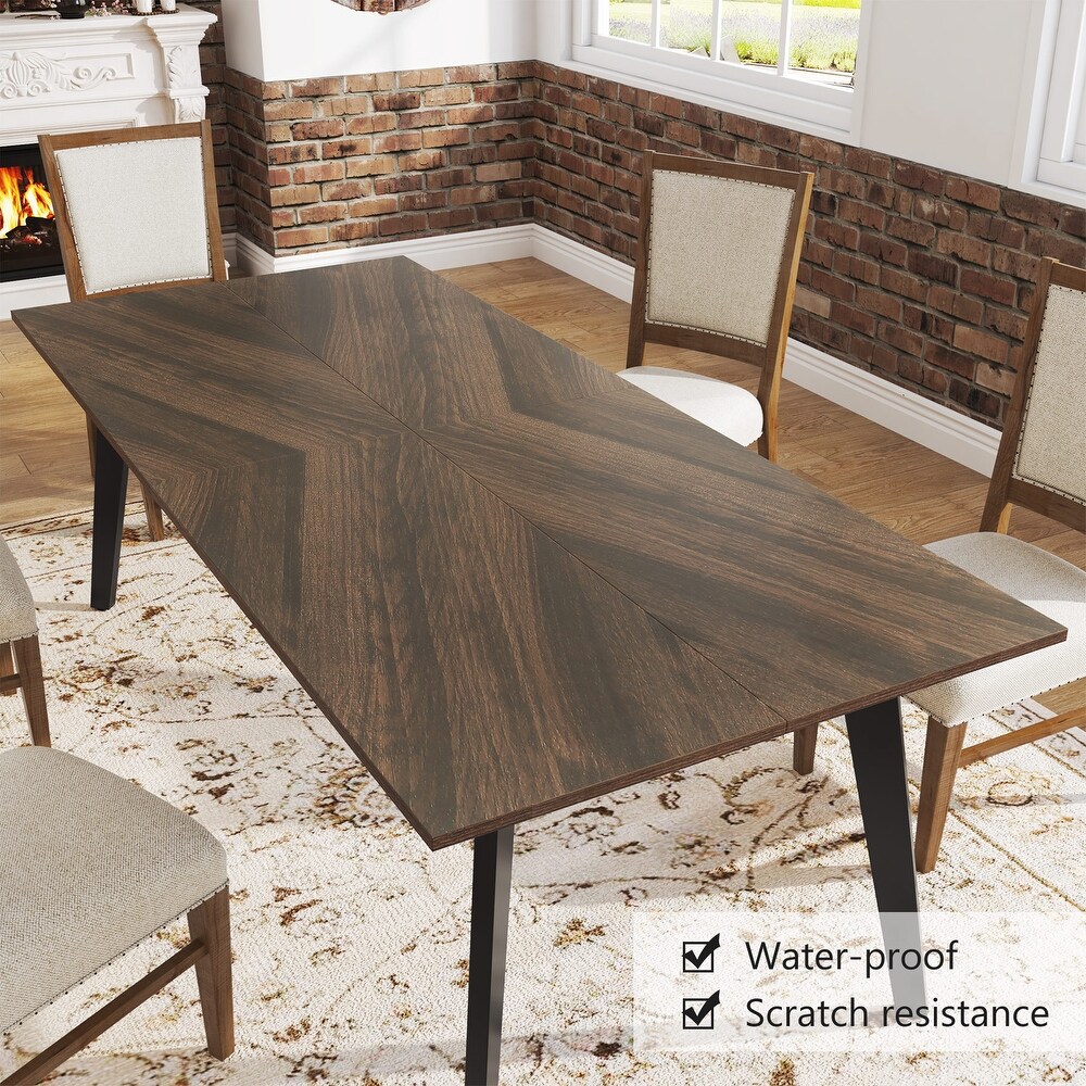 Farmhouse Dining Table for 6 People  Modern Rectangular Wood Dining Room Table  70.3\