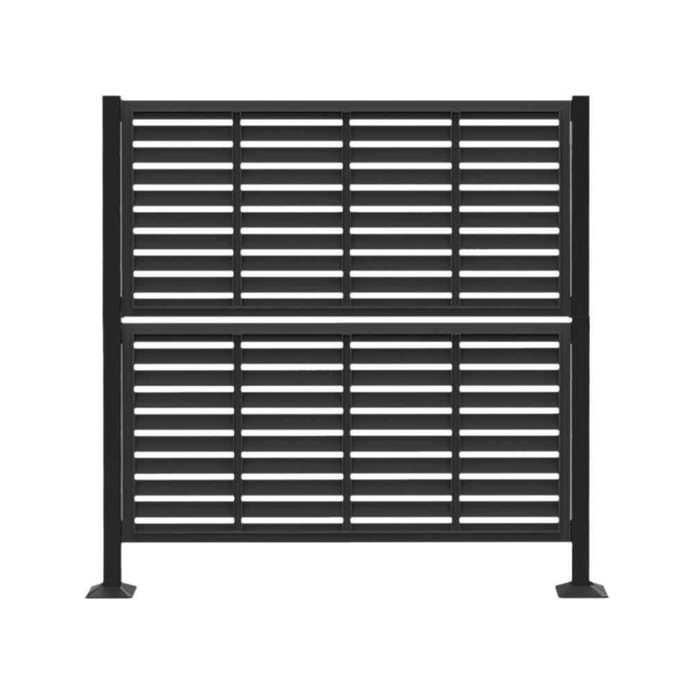 DISTINCT 55 in. Powder Coated Aluminum Post Kit for Decorative Privacy Screens In Black MT1005534